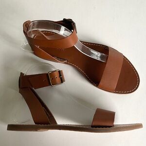MADEWELL The Boardwalk Ankle-Strap Sandal Brown Leather Size 8.5 NEW